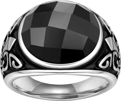 Produktbild von Karisma Männer Edestahl 316L Bourbonische Lilie Herrenring - Schwarzer Stein - RHC104