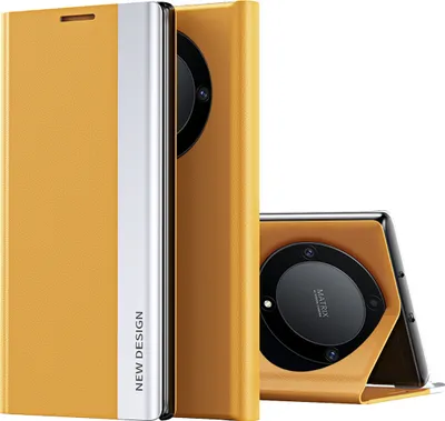 Image de Etui pour Honor X9B Etui magnétique en cuirPolyuréthaneavec fonction stand Jaune