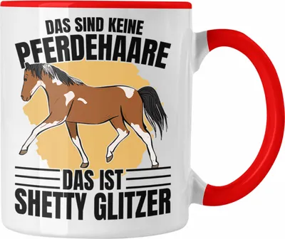 Produktbild von Trendation - Lustige Reiter Sprüche Geschenk Tasse Reiterin Pferde Mädchen Geschenkidee Pferde Grafik Shetty Glitzer (Rot)