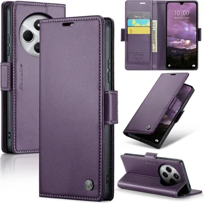 Produktbild von Lederhülle für Xiaomi Redmi 14C Brieftasche Kartenfach Schutzhülle mit Standfunktion Lila