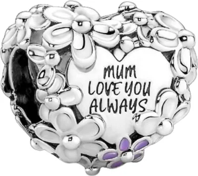 Produktbild von Pandora Charm 791155C01 Mum Daisy Heart Sterling silver 925