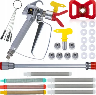 Produktbild von Rosfix Set Farbspritzpistole 517 – 248bar, 1/4" Anschluss, 7/8" Düsengewinde | Lanze 50cm, Filter 30–200Mesh, Düsenschutz, Dichtungen