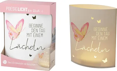 Produktbild von Poesielicht Lächeln aus Papier mit LED-Licht, batteriebetrieben und 6/18 h Timer