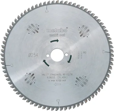 A circular saw blade is shown against a light gray background.