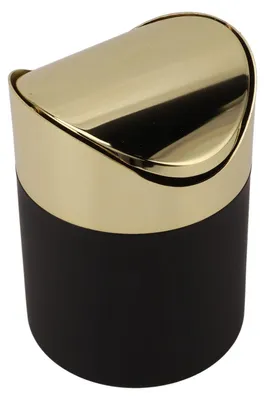 Produktbild von Solidchoice – Mini-Mülleimer aus Edelstahl mit goldfarbenem Deckel für den Hausgebrauch