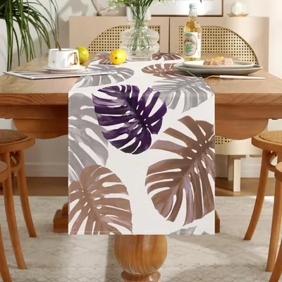 Produktbild von Tischläufer Leinen Braun Schildkrötenblatt 40x140cm