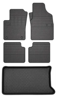 Productafbeelding van Rubberen automatten + kofferbakmat voor Ford Ka+ vanaf 2014 – 5-delig, zwart, op maat – Wielganizator SolidPRO