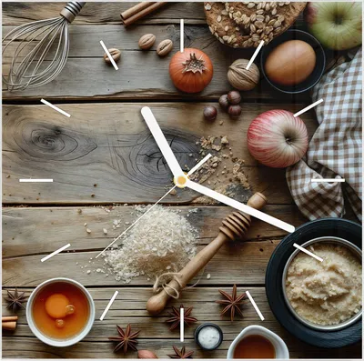 Produktbild von Wanduhr aus Glas mit Motiv Herbstbackzubehör- 30 x 30 cm - inkl. Aufhängesystem
