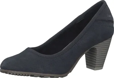 Produktbild von s.Oliver Damen klassische Pumps Blockabsatz Holzoptik 5-22404-20, Größe:37 EU, Farbe:Blau