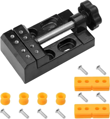 Productafbeelding van Mini Tafelvice 57 mm, vaste klem, voor houtbewerking, inclusief klemblokken en accessoires