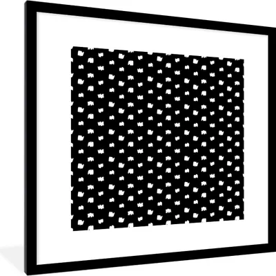 Produktbild von MuchoWow® Gerahmtes Poster Schwarz - Weiß - Punkte - Design 40x40 cm - Poster mit Schwarzem Bilderrahmen Wandposter Rahmen Foto Bilder - Poster - Plakat im Rahmen