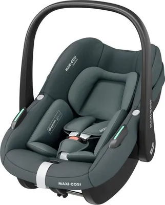 A Maxi-Cosi car seat is shown from a diagonal angle against a white background.