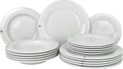 Produktbild von Cosy & Trendy 18tlg. Porzellan Tafelservice für 6 Personen – 6x Essteller 6x Suppenteller 6x Desserteller – Weiß - Spülmaschinenfest