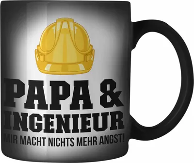 Produktbild von Trendation - Ingenieur Papa Farbwechsel Zauber-Tasse Gadget Geschenk Ingeneur Karabiner Farbwechsel Zauber-Tasse Edelstahl Geschenkidee (Schwarz)