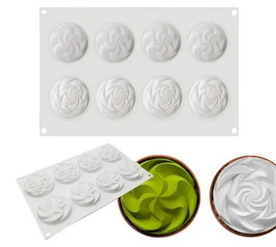 Immagine prodotto di Stampo in silicone 3D per mousse e torte, con 8 cavità, pieghevole, resistente al calore
