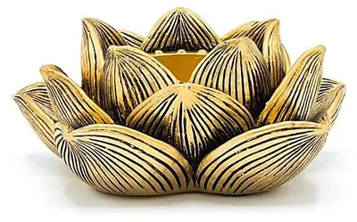 Produktbild von Teelichthalter Lotus Goldfarben – 2er-Set – 11,5 x 11 x 4,8 cm