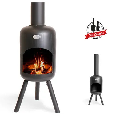 Obrázok produktu pre BonFeu BonBini záhradný krb čierny - terasový krb - krb na relaxačné večery - záhradný krb z kvalitnej ocele - 29x29x113cm