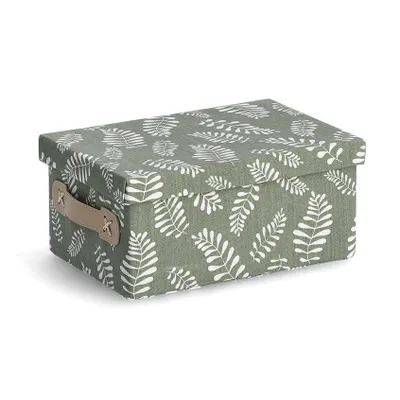 Image de ZELLER Boîte de rangement avec couvercle motif feuillage, coton, polyester 28x19x13cm