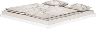 Produktbild von Weißes Niederflurbett 200x200 extra flach Holzbett Kiefer V-60.47W-20ohne Zubehör