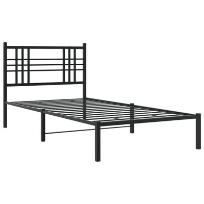 Produktbild von Bettgestell mit Kopfteil Metall Schwarz 90x200 cm