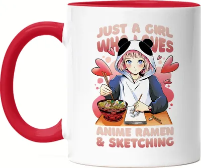 Produktbild von Just A Girl Who Loves Sketching And Anime Ramen Tasse Rot Otaku Baka Manga Comic Geschenkidee Fans