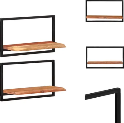 Produktbild von vidaXL Wandregale 2 Stk. 60x25x35 cm Massivholz Akazie und Stahl -  Wandregale