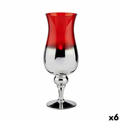 Produktbild von Kerzenschale Kristall Rot Silberfarben 13 x 35 x 13 cm (6 Stück)