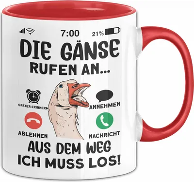 Produktbild von Gänse Liebhaber Tasse Geschenk Die Gänse Rufen An Geschenkidee Becher (Rot)