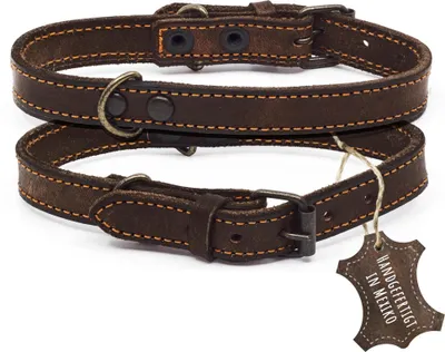 Produktbild von ALTEZAR Dunkelbraunes Hundehalsband weiches, leichtes Leder-Halsband Größe XS