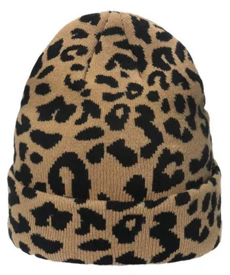 Obrázok produktu pre Pletená čiapka pre dámy a pánov s leopardím vzorom, zelená, veľkosť M