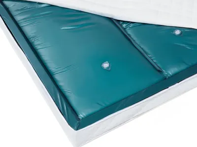 Produktbild von BELIANI Wasserbettmatratze Blau Vinyl 180 x 200 cm Dual System Stark Beruhigt Zwei Wasserkerne mit Identischen Beruhigungsstufen Schaumrahmen