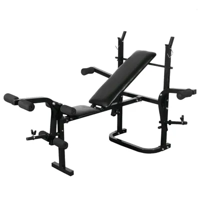 Image de vidaXL Banc d'entraînement avec support, ensemble d'haltères longs et courts 60,5 kg