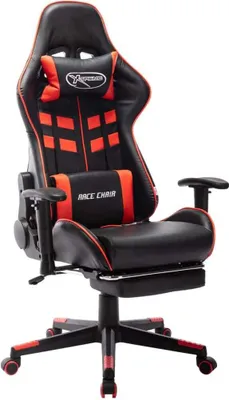 Produktbild von Gaming-Stuhl mit Fußstütze Schwarz und Rot Kunstleder