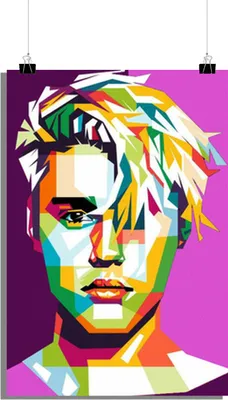 Produktbild von Musik Poster - Justin Bieber Poster - Abstrakt Poster - Pink Poster - 61x91cm - Perfekt zum Einrahmen