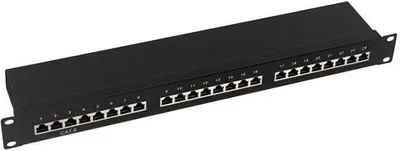 Produktbild von Patchpanel Cat. 6, 24 Port, STP, 19 Zoll, schwarz, Schrankeinbau
