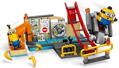 Produktbild von LEGO 75546 Minions in Grus Labor Spielzeug für Kinder ab 4 Jahre mit Figuren Otto und Kevin