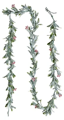 Productafbeelding van VEVOR kerstkrans, 2,7 meter, realistisch groen, dennengroen krans, versierd met wijnranken, olijfbladeren en bessen, altijdgroene kunstkransen met lichtketting voor kerstdecoratie, geschikt voor boven de schoorsteenmantel