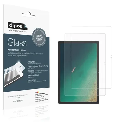 Produktbild von 2x Schutzfolie für ZTE Pad X1102N matt - Anti-Shock 9H Folie dipos Glass Kunststoffglas
