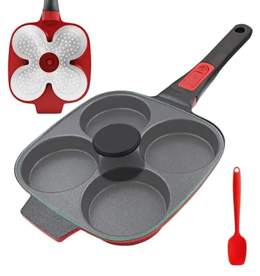 Immagine prodotto di Omgoods - Piastra per pancake con 4 aperture e manico rimovibile - Ideale per uova e pancake