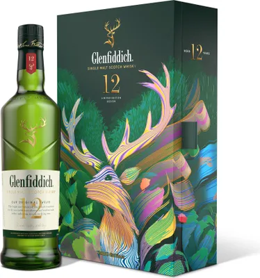 Produktbild von Glenfiddich 12 Years + Geschenkbox mit Flachmann 700ml 40% Vol.