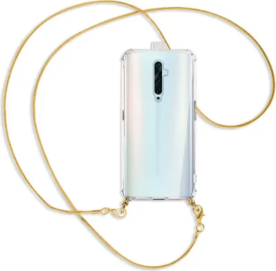 Produktbild von Handykette Backcover-Schutzhülle mit Band (Metall goldfarben) für Oppo Reno2 Z / Reno2 F - goldfarbene Kette Snake