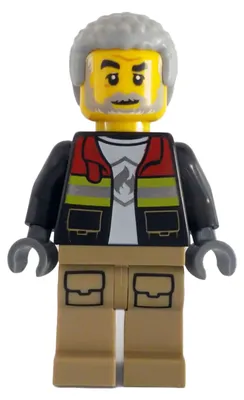 Produktbild von LEGO Minifigur Fire - Male, Black Open Jacket with Reflective Stripes (cty1783)