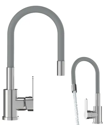 Produktbild von Granitan | GRADO - Küchenarmatur - Flexibler Auslauf - 360° schwenkbar - Grau - Keramikkopf