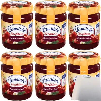 Produktbild von Landliebe Konfitüre Sauerkirschen 6er Pack (6x200g Glas) + usy Block