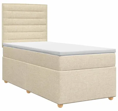 Produktbild von vidaXL Boxspringbett mit Matratze mit Kopfteil Creme 90 x 200 cm Stoff