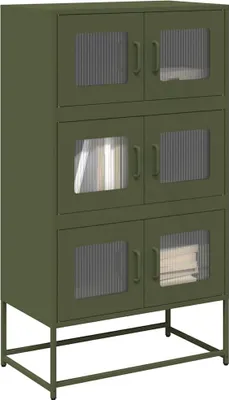 Image de vidaXL Highboard vert olive 68x39x123 cm acier