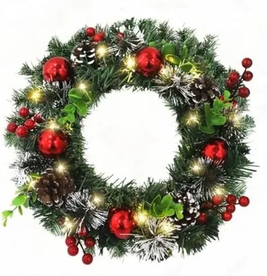 Produktbild von Verzierte Lichterkette - Dekorative Weihnachtsdeko - 30 cm Festliche Eingangskette