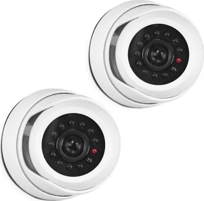 Produktbild von kwmobile 2x Dummy Kamera für Deckenunterbau - mit LED Licht - Dome Überwachungskamera Attrappe Set - täuschend echte Fake Security Camera in Weiß
