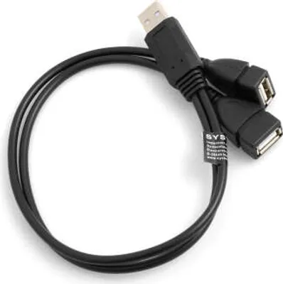 Produktbild von SYSTEM-S Y- Kabel USB Typ A Stecker zu 2 x USB Typ A Buchse Y-Splitter