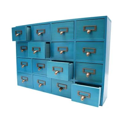 Image de Armoire de pharmacien avec 16 tiroirs, boîte de rangement pour herbes, organisateur de tiroirs en bois pour bureau